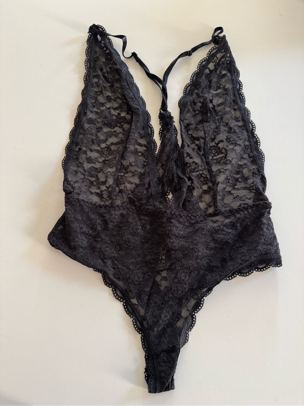 Victoria's Secret Black Lace Plunge Teddy Bodysuit